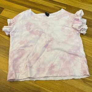 Joe’s Girl’s Pink Tie Dye Shirt With Ruffled Sleeves Size M